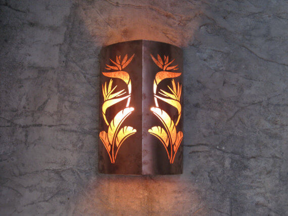 Copper Bird of Paradise Outdoor Sconce