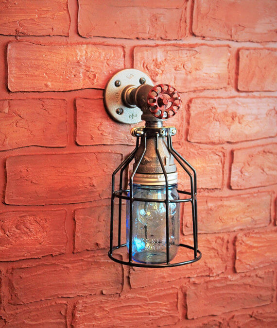 Steampunk Industrial Pipe Outdoor Sconce