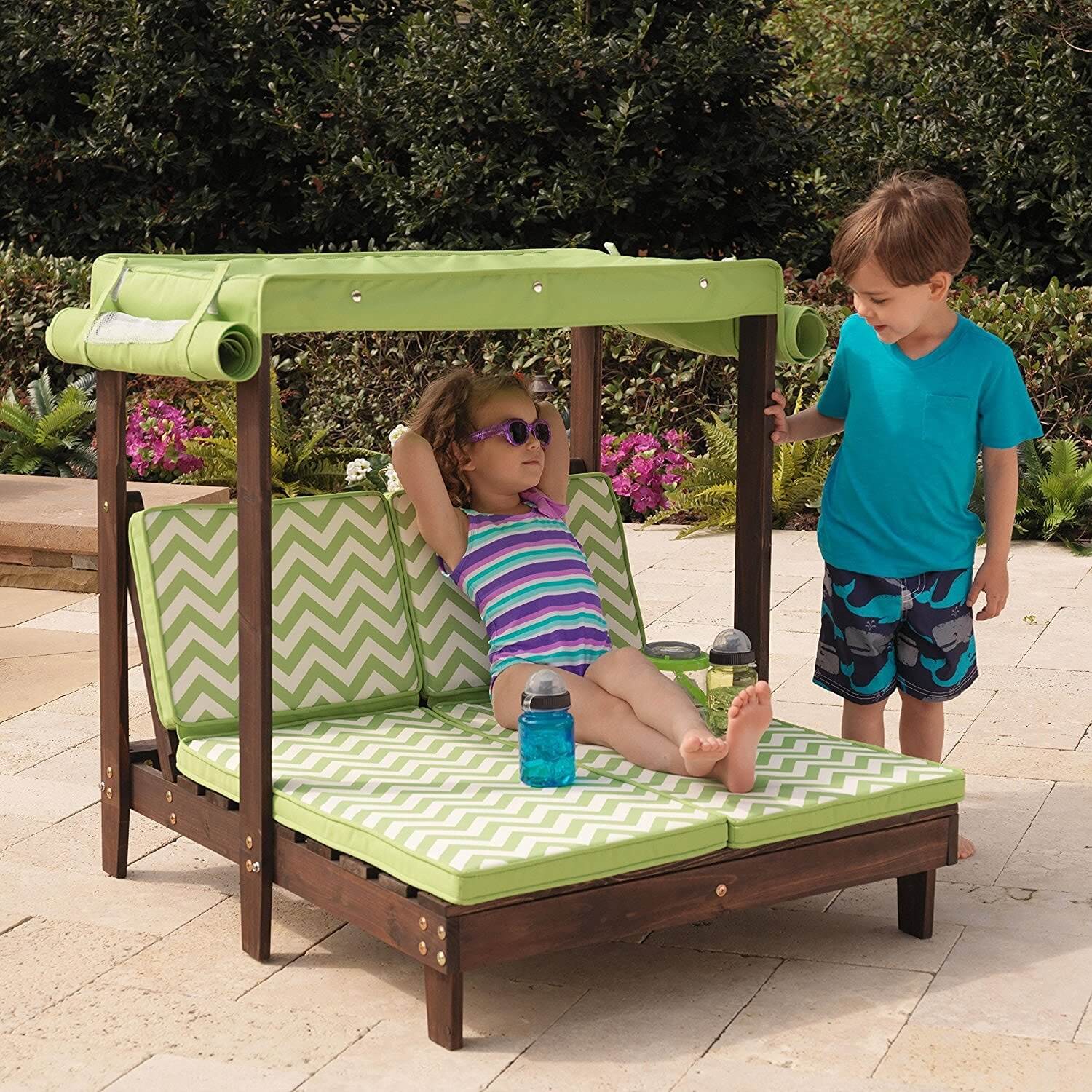Kids Double Chaise Lounge with Canopy