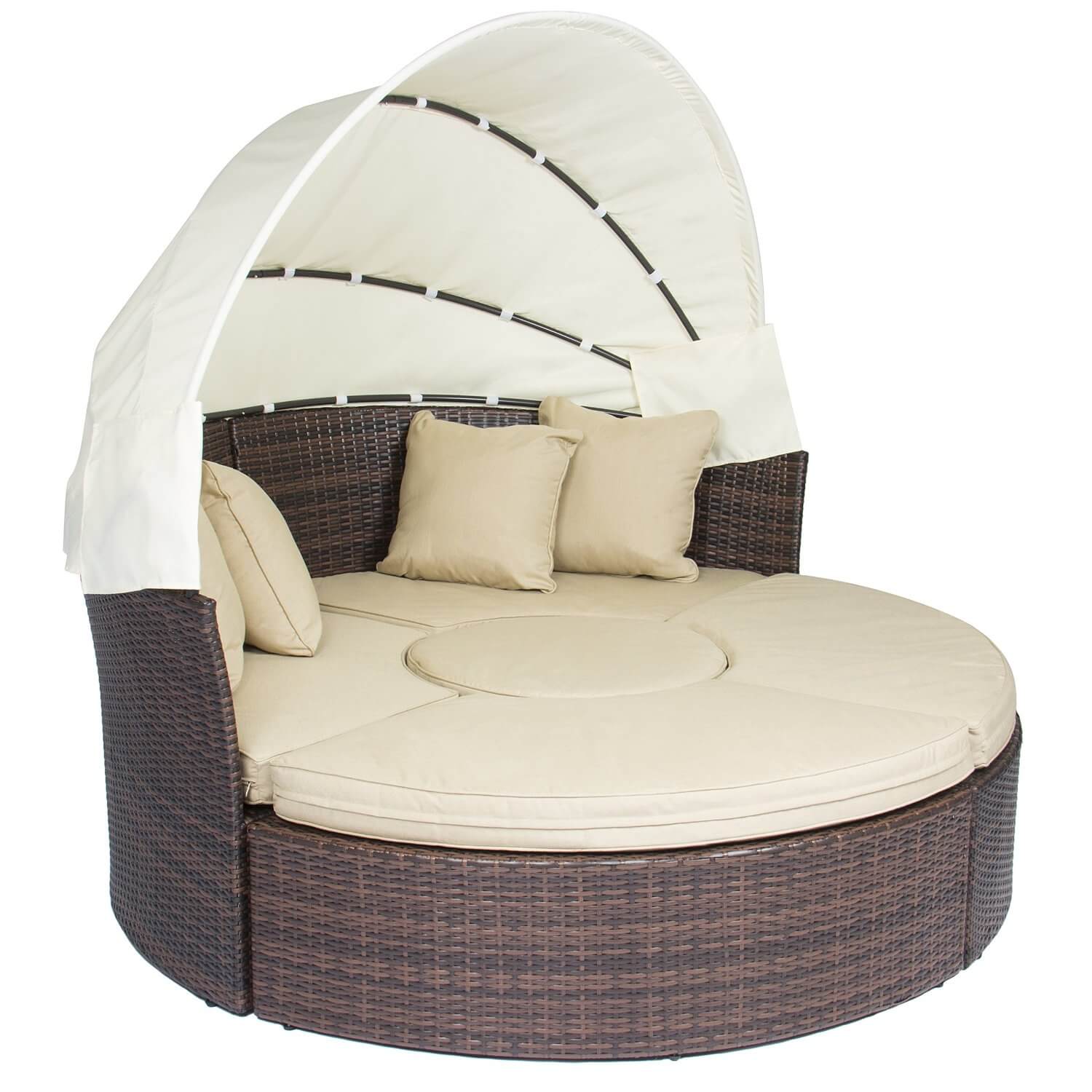 Retractable Canopy Wicker Sofa