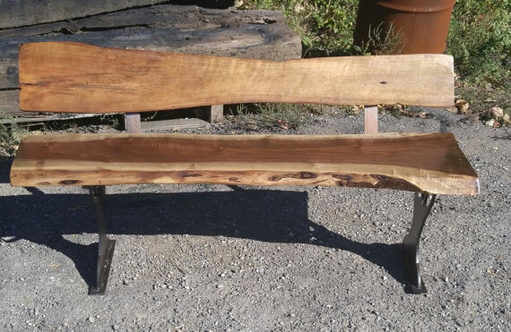 Live Edge Bench with Back Rest