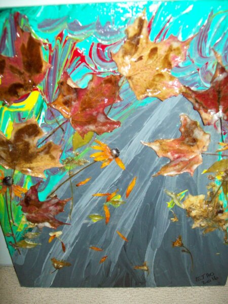 fall leaves painted on canvas