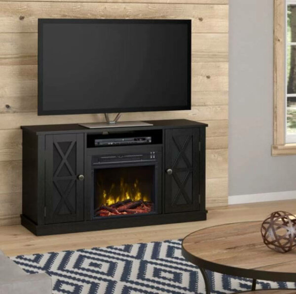 black painted electric fireplace