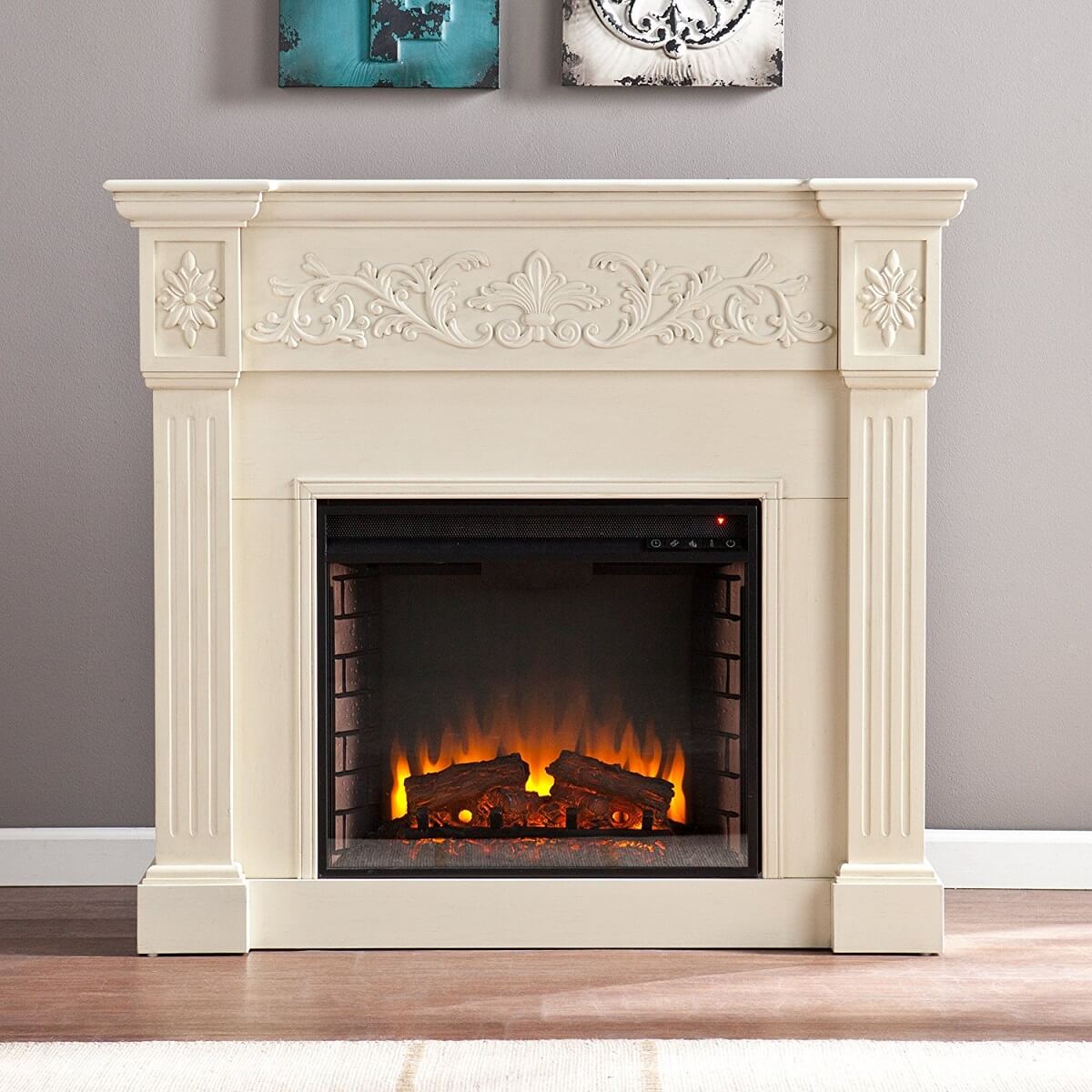 Large Ivory Electric Fireplace