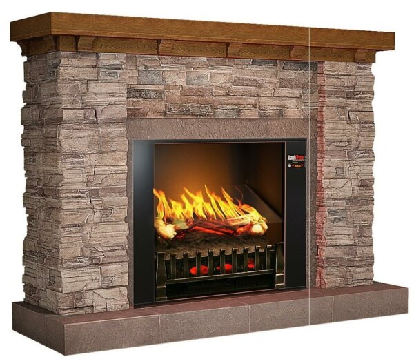 stacked stone electric fireplace