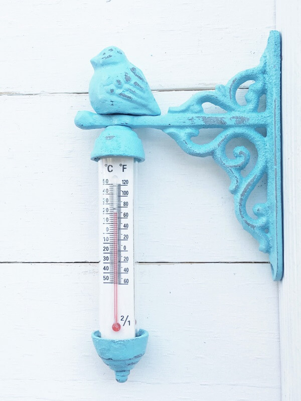 Cast Iron Tiffany Blue Bird Outdoor Thermometer
