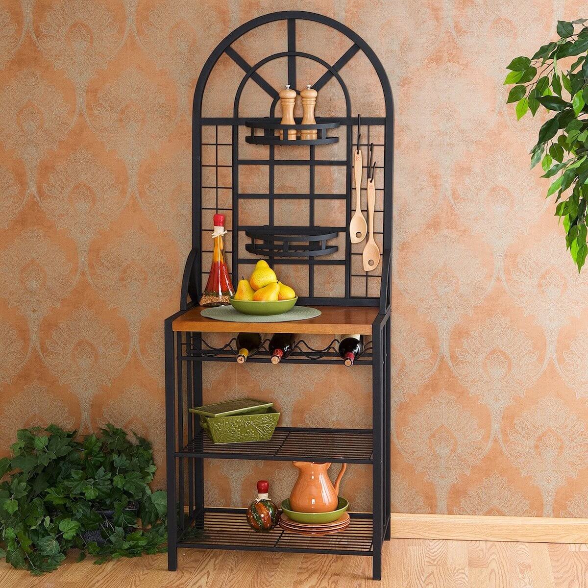 Dome Style Baker’s Rack With Wine Storage