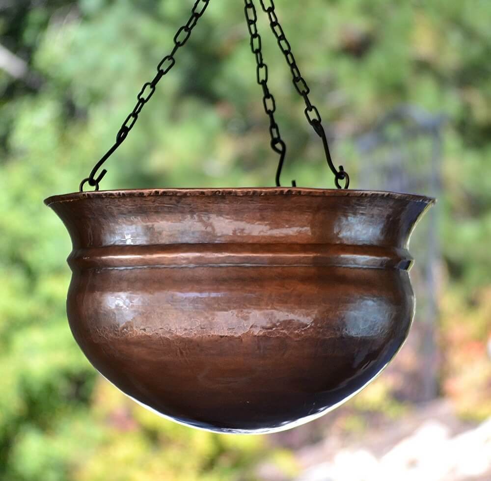 Brass Hanging Planter With Antique Finish
