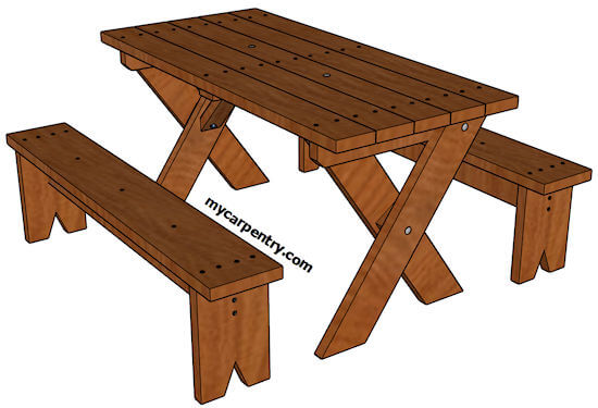 Picnic Table Plans with Detached Benches