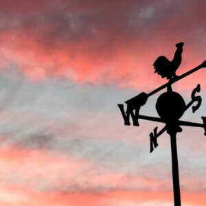 weathervane at sunset