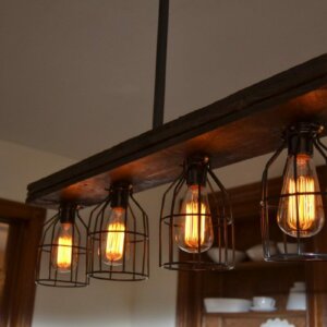caged wood kitchen island pendant light