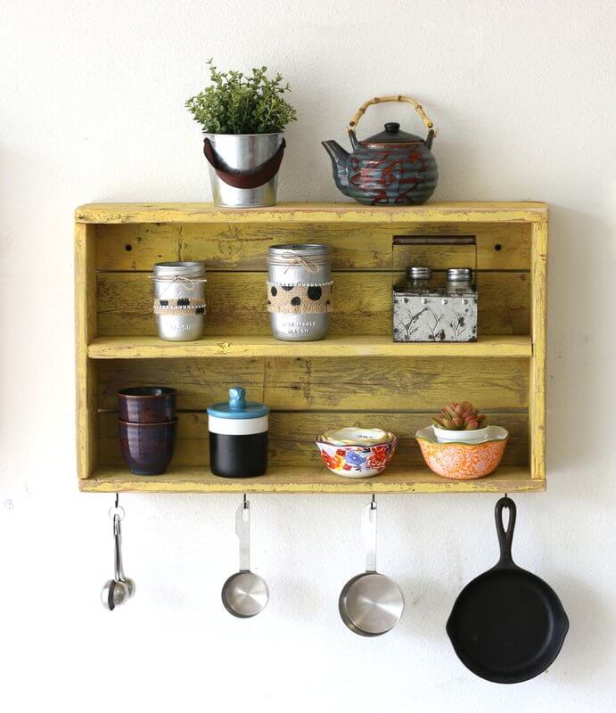 Reclaimed Wood Kitchen Shelf With Hooks