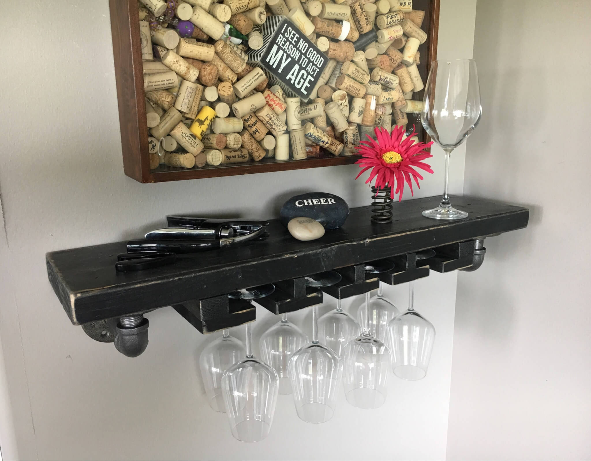 Solid Wood Wine Glass Shelf