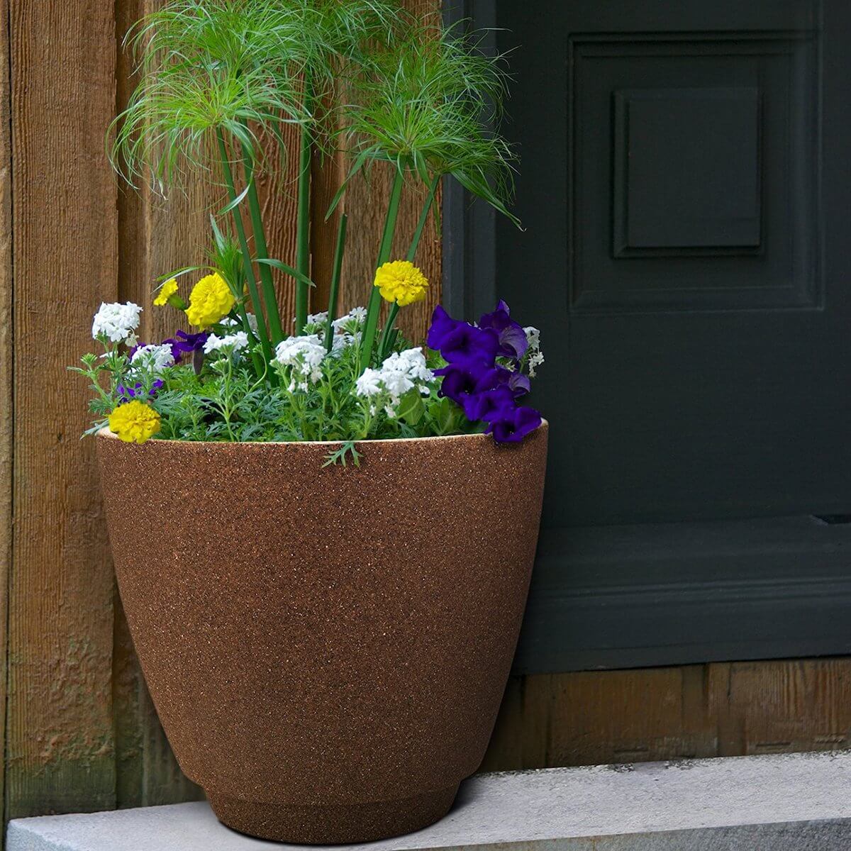 granite brown resin planter