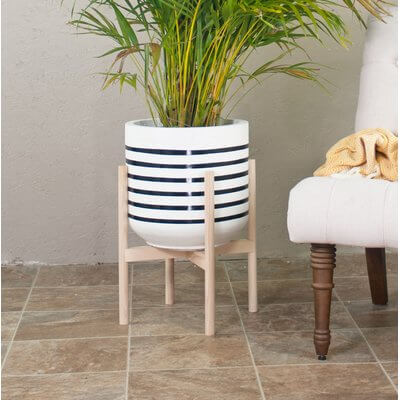 Large Striped Planter With Stand