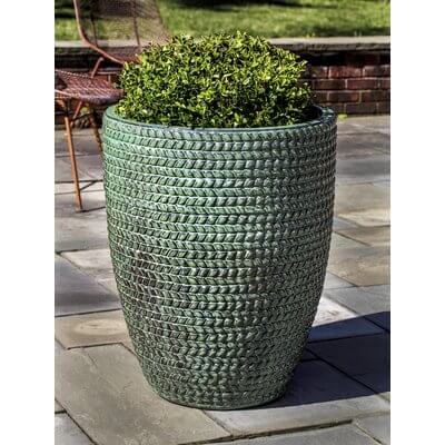 Set of Two Textured Terracotta Planters