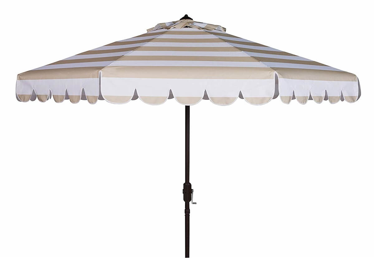 Beige Striped Patio Umbrella