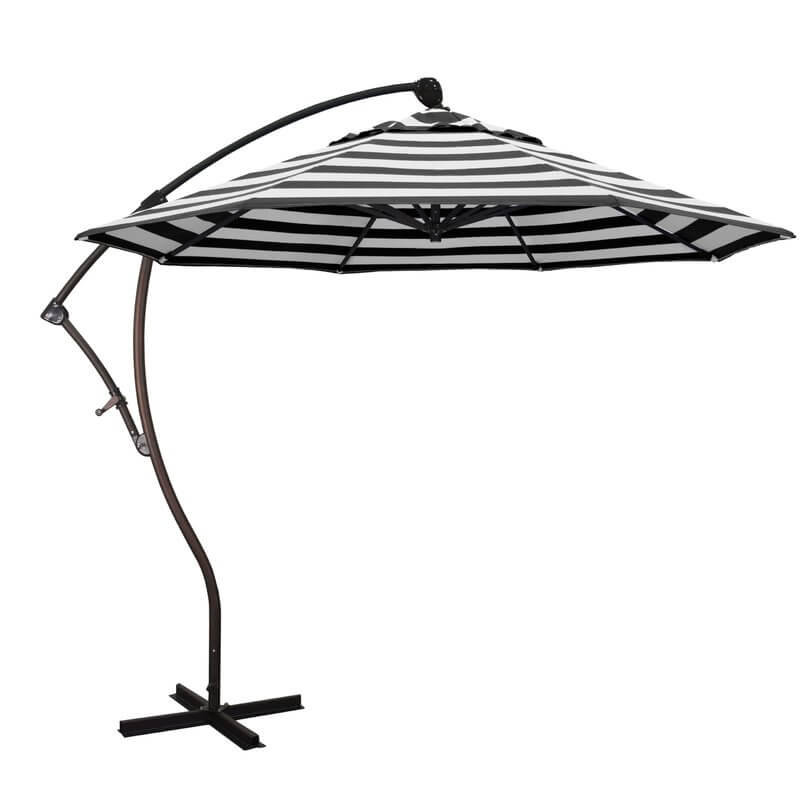 Black and White Striped Sunbrella Patio Umbrella