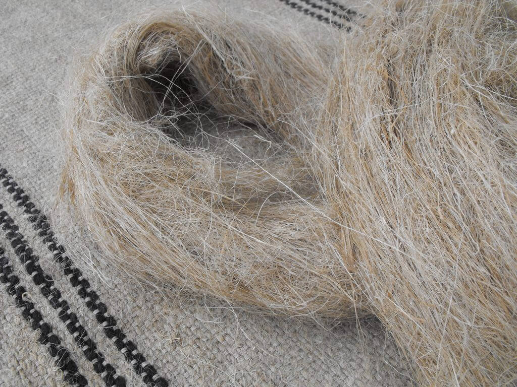 flax fiber and woven rug