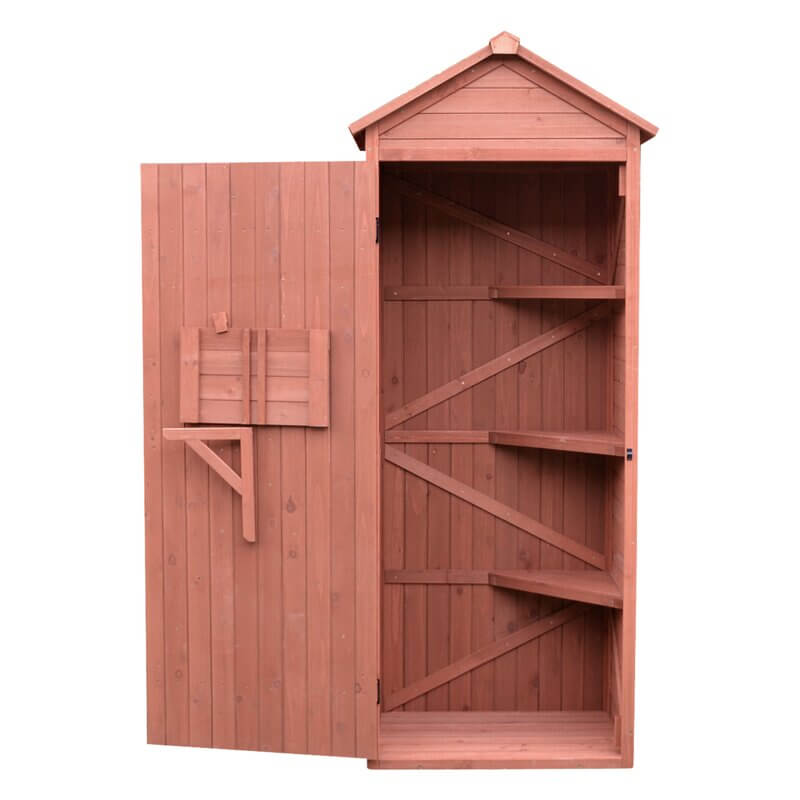 Single Door Cypress Wood Storage Shed