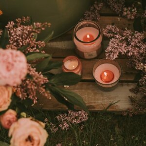 flowers and candles