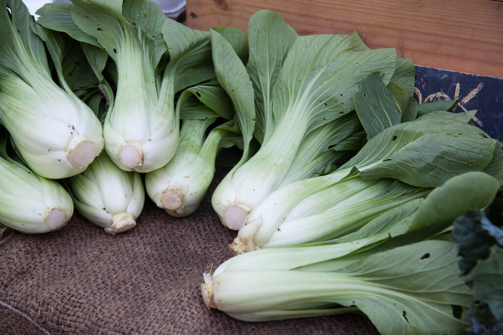 bok choy at a market stand