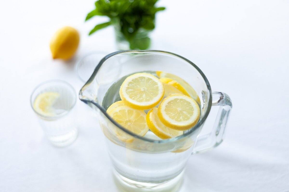 lemon water in pitcher