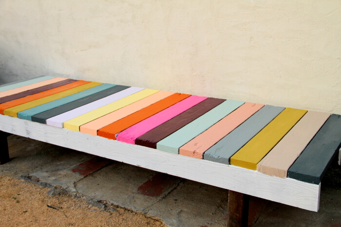 rainbow garden bench