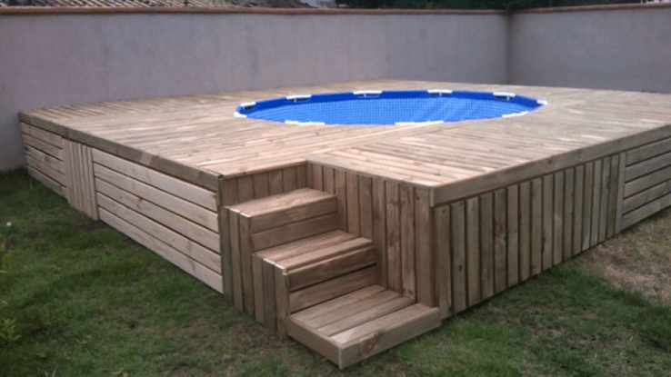 Pallet Wood DIY Pool Deck Plans